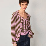 Pink Striped Wool Cardigan - SHICCACHE