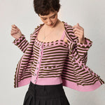Pink Striped Wool Cardigan - SHICCACHE