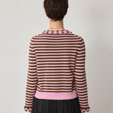 Pink Striped Wool Cardigan - SHICCACHE