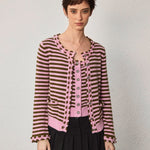 Pink Striped Wool Cardigan - SHICCACHE