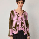 Pink Striped Wool Cardigan - SHICCACHE