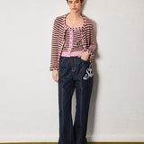 Pink Striped Wool Cardigan - SHICCACHE