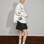 Playful Graphic Embroidery Cotton Shirt - SHICCACHE