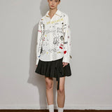 Playful Graphic Embroidery Cotton Shirt - SHICCACHE
