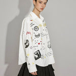 Playful Graphic Embroidery Cotton Shirt - SHICCACHE