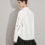 Playful Graphic Embroidery Cotton Shirt - SHICCACHE