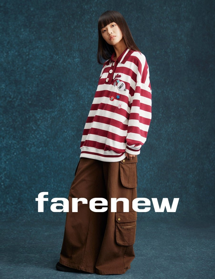 Playful Stripes Polo Sweatshirt - SHICCACHE