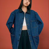 PU - Collar Denim Jacket - SHICCACHE