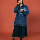 PU - Collar Denim Jacket - SHICCACHE