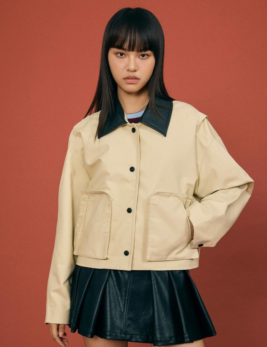 PU Lapel Short Jacket - SHICCACHE
