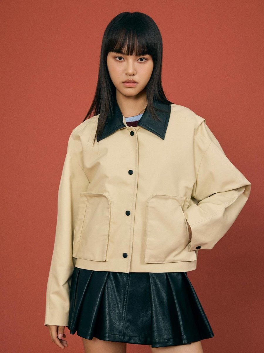 PU Lapel Short Jacket - SHICCACHE