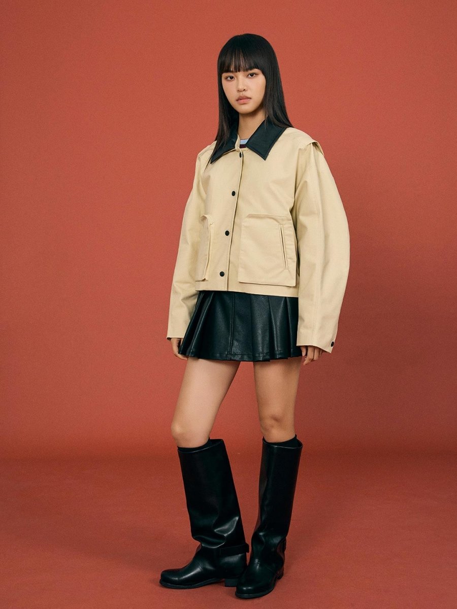 PU Lapel Short Jacket - SHICCACHE