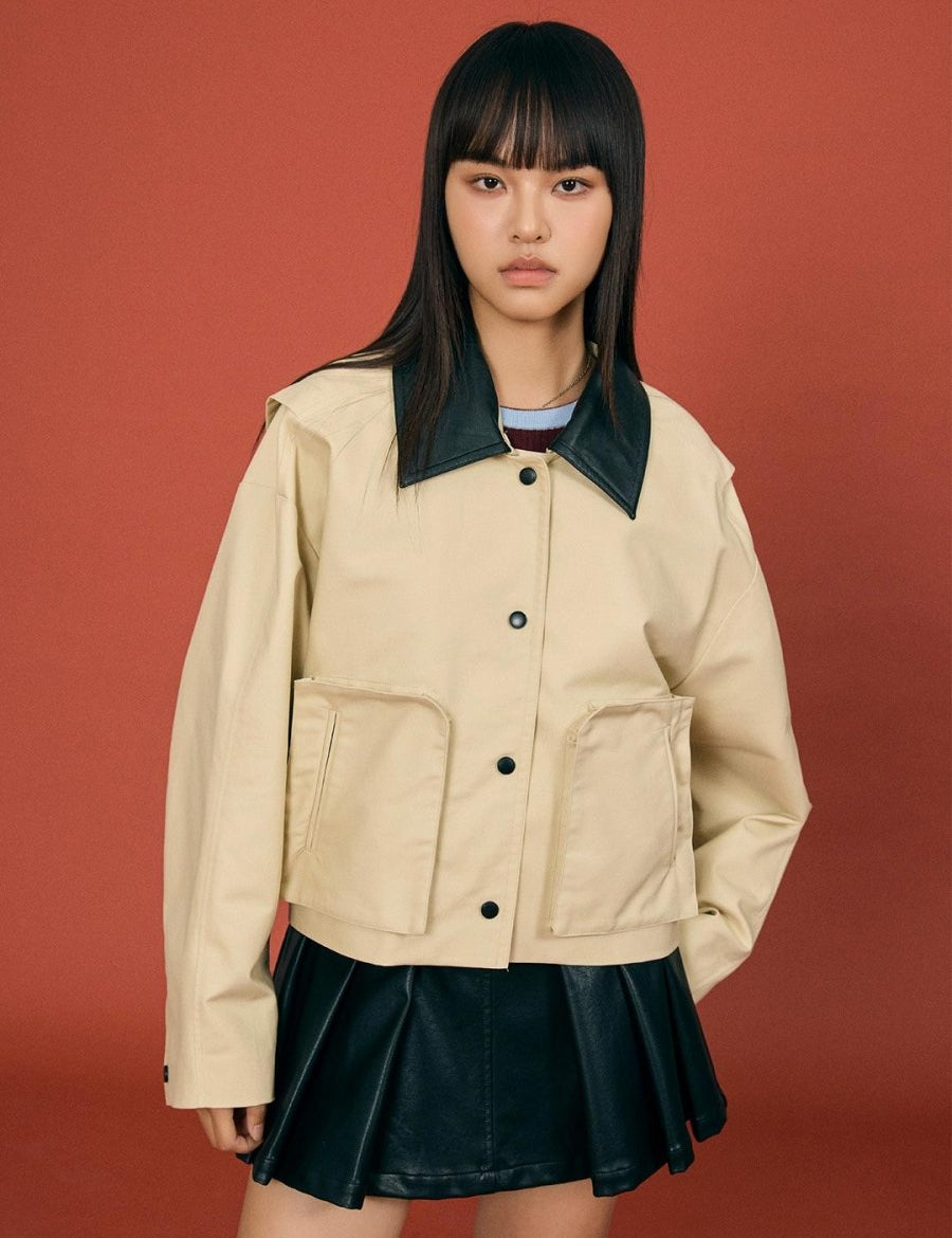 PU Lapel Short Jacket - SHICCACHE