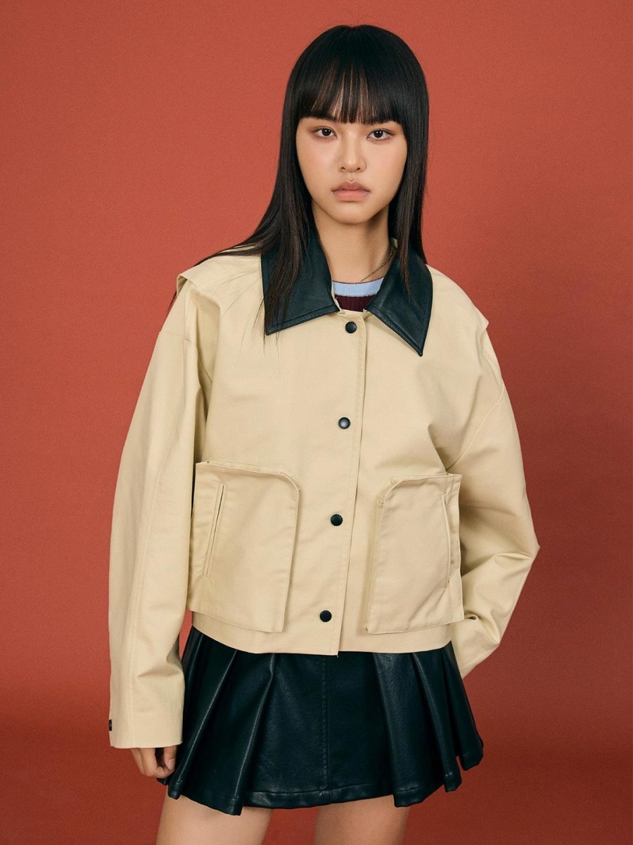 PU Lapel Short Jacket - SHICCACHE