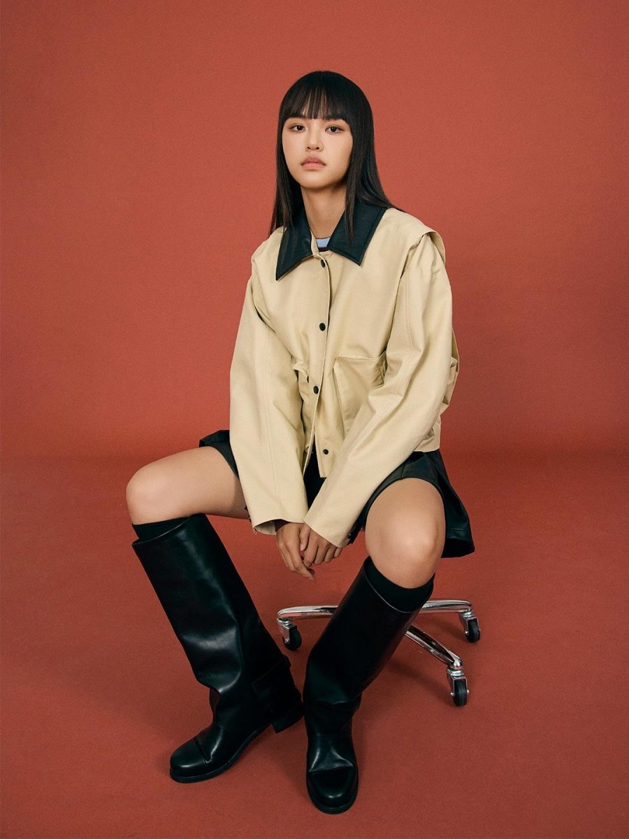 PU Lapel Short Jacket - SHICCACHE