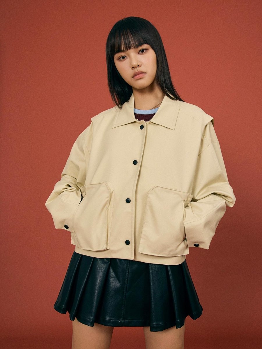 PU Lapel Short Jacket - SHICCACHE