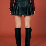 PU Leather Short Pleated Skirt - SHICCACHE