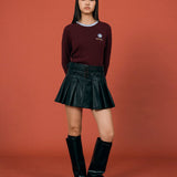 PU Leather Short Pleated Skirt - SHICCACHE