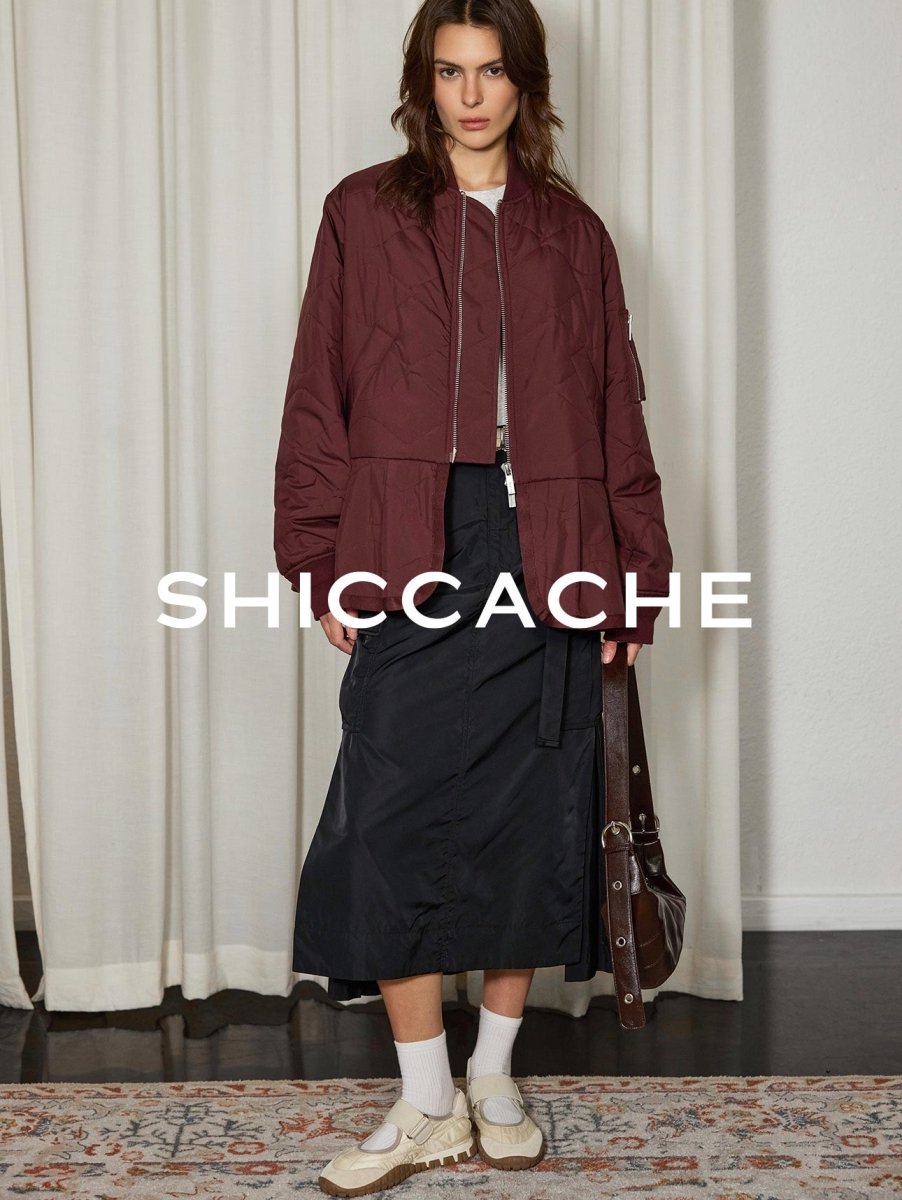 Quilted Wine Red Jacket - SHICCACHE