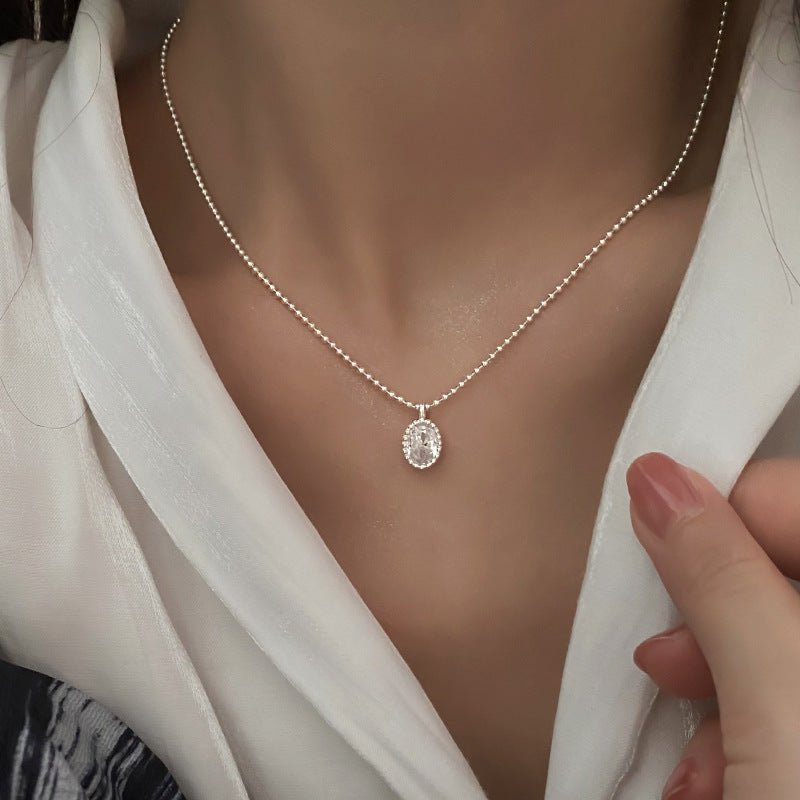 Radiant Oval Zircon Necklace - SHICCACHE