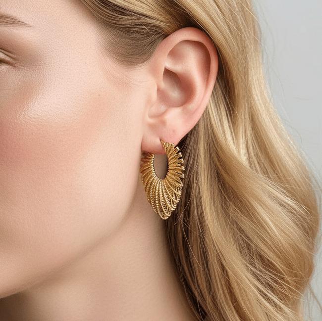 Radiant Sunburst Gold Hoop Earrings - SHICCACHE