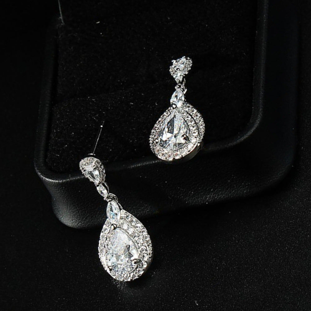 Radiant Teardrop Zircon Earrings - SHICCACHE