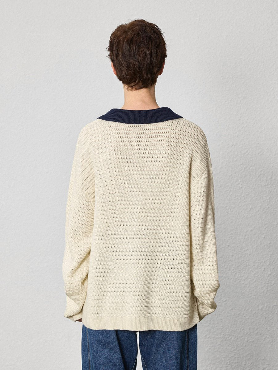 Relaxed Sophistication – Waffle Knit V - Neck Pullover - SHICCACHE