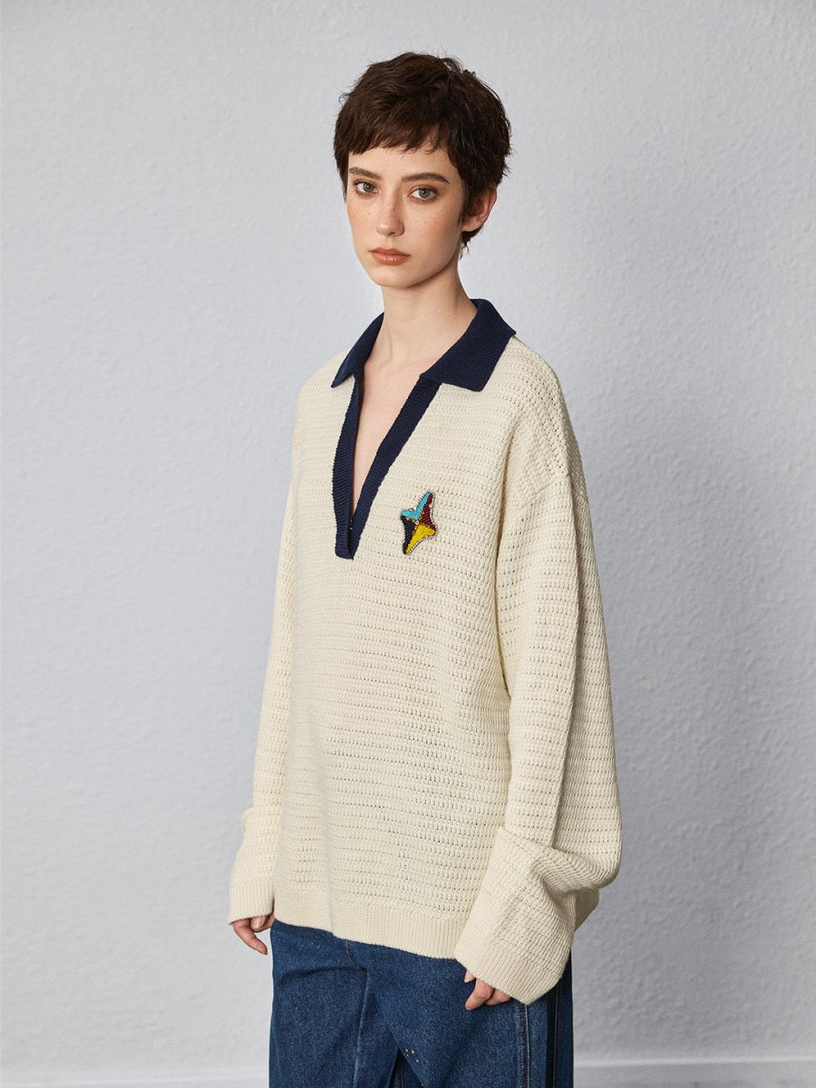 Relaxed Sophistication – Waffle Knit V - Neck Pullover - SHICCACHE