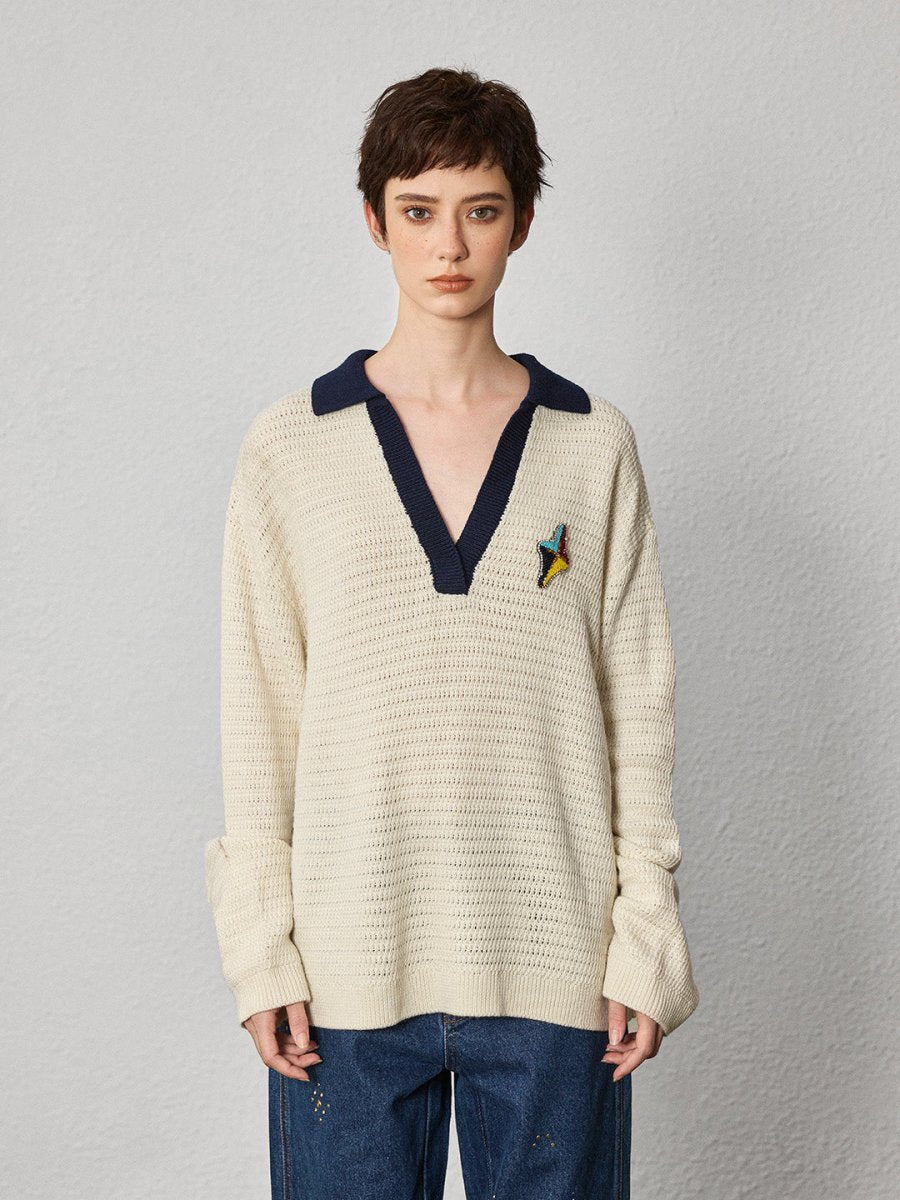 Relaxed Sophistication – Waffle Knit V - Neck Pullover - SHICCACHE