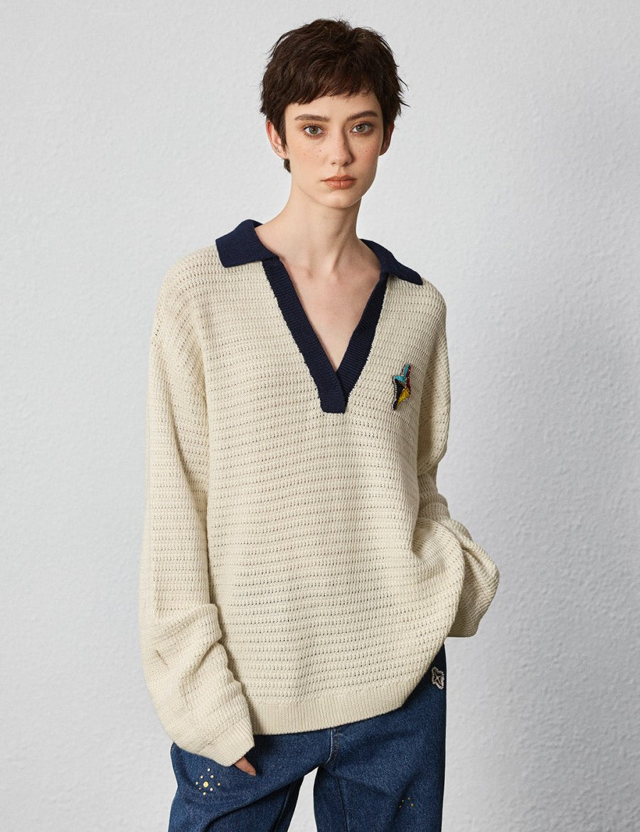 Relaxed Sophistication – Waffle Knit V - Neck Pullover - SHICCACHE