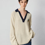 Relaxed Sophistication – Waffle Knit V - Neck Pullover - SHICCACHE