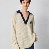Relaxed Sophistication – Waffle Knit V - Neck Pullover - SHICCACHE