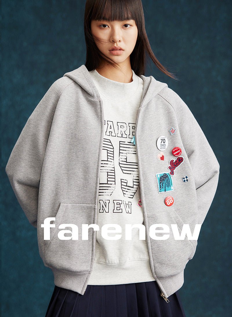 Retro Patch Zip Hoodie - SHICCACHE