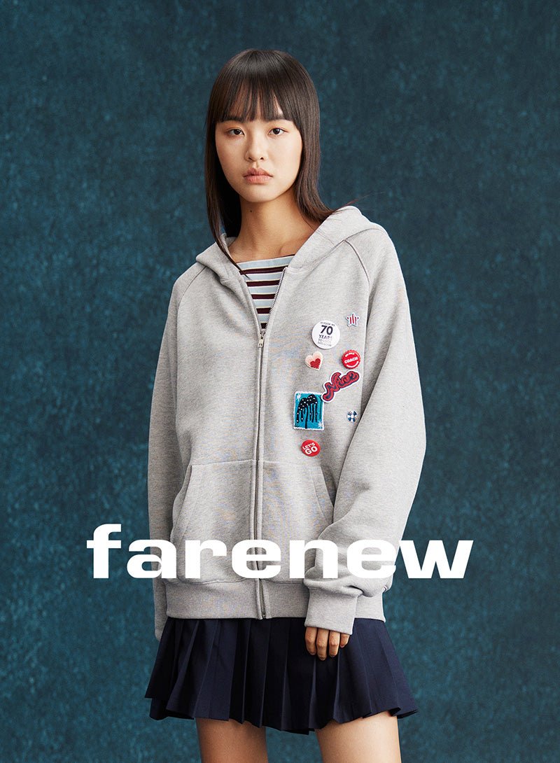 Retro Patch Zip Hoodie - SHICCACHE