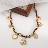 Solar Charm Leopard Rope Necklace - SHICCACHE