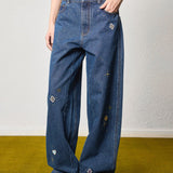 Starry Denim Wide - Leg Jeans - SHICCACHE