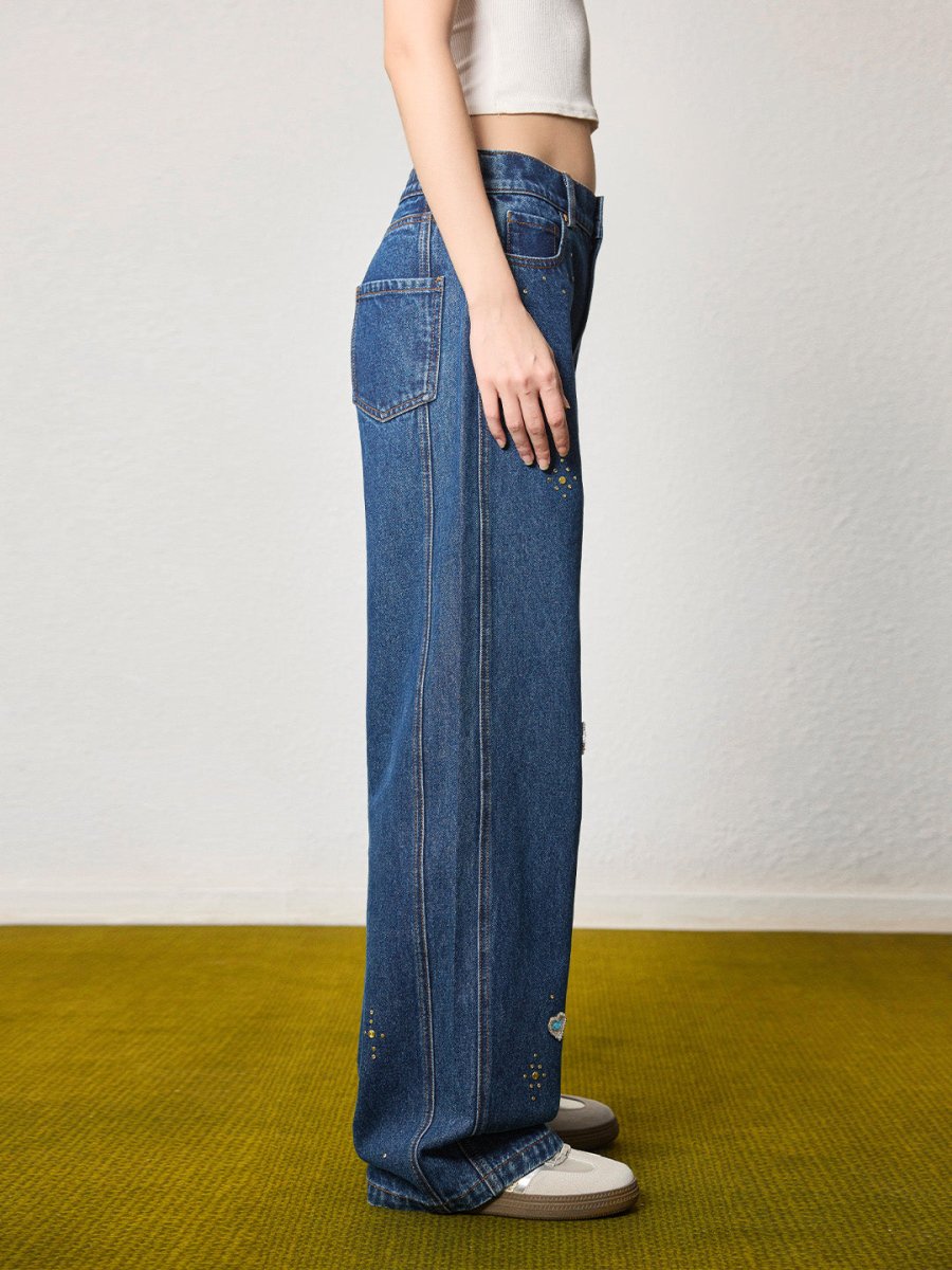 Starry Denim Wide - Leg Jeans - SHICCACHE