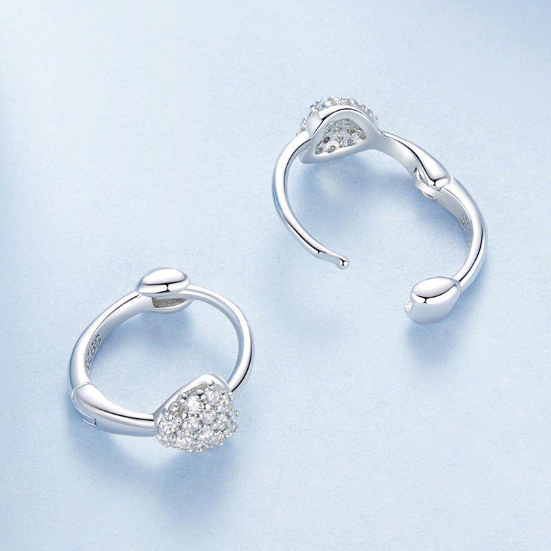 Sterling Heart Zircon Huggie Earrings - SHICCACHE