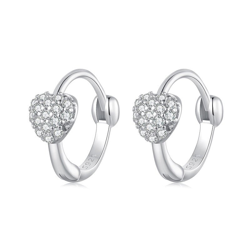 Sterling Heart Zircon Huggie Earrings - SHICCACHE