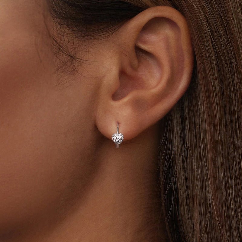 Sterling Heart Zircon Huggie Earrings - SHICCACHE