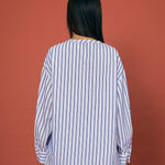 Striped Beaded Collar Blouse - SHICCACHE