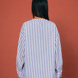 Striped Beaded Collar Blouse - SHICCACHE