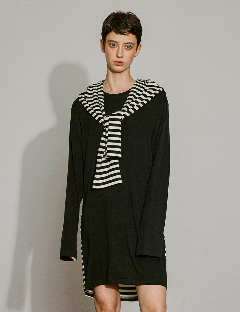 Striped Illusion Layer Dress - SHICCACHE