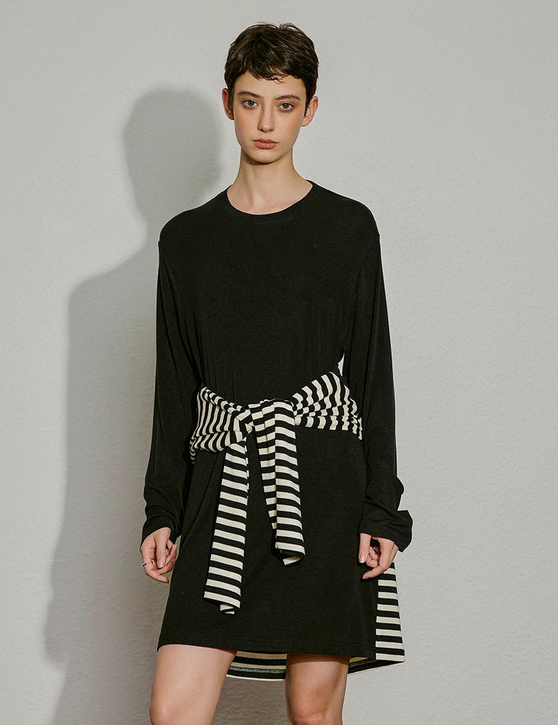 Striped Illusion Layer Dress - SHICCACHE