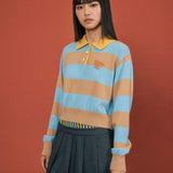 Striped Knit Polo Top - SHICCACHE
