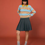 Striped Knit Polo Top - SHICCACHE