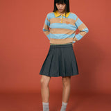 Striped Knit Polo Top - SHICCACHE