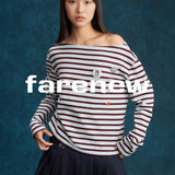 Striped Off - Shoulder Long Sleeve Tee - SHICCACHE