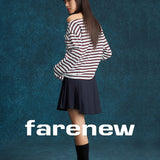 Striped Off - Shoulder Long Sleeve Tee - SHICCACHE