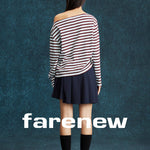 Striped Off - Shoulder Long Sleeve Tee - SHICCACHE